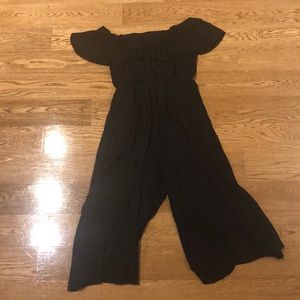 Black, off the shoulder jumpsuit
